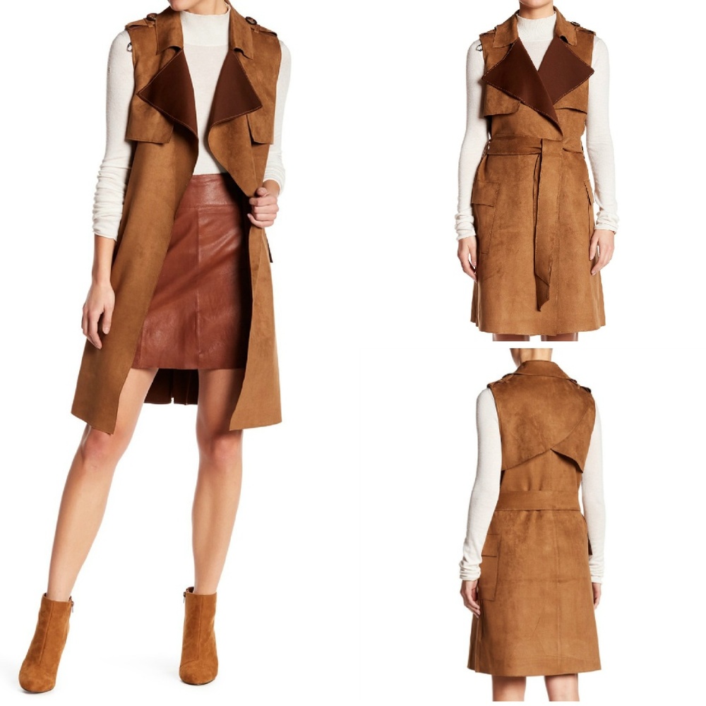 NEW Love Token Faux Suede Trench Vest